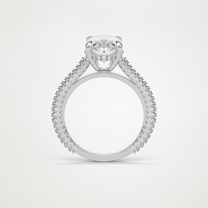Oval Hidden Halo & Pave Moissanite Engagement Ring – 4 CT Lab-Created Brilliance in 10K/14K/18K Gold
