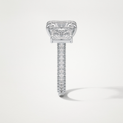 Radiant 3 Stone & Pave Moissanite Engagement Ring – 3.51 CT Lab-Created Brilliance in 10K/14K/18K Gold