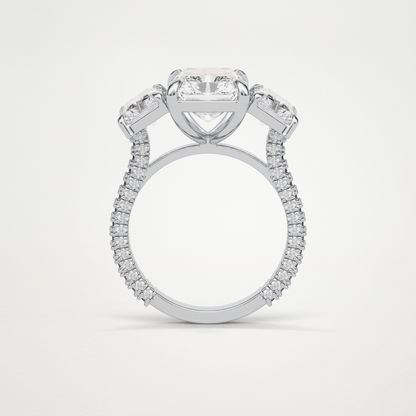 Radiant 3 Stone & Pave Moissanite Engagement Ring – 3.51 CT Lab-Created Brilliance in 10K/14K/18K Gold