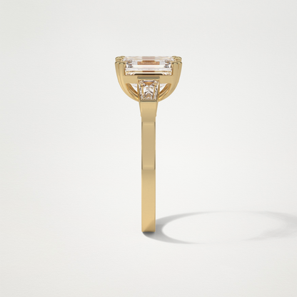 Emerald 3 Stone Moissanite Engagement Ring – 2.30 CT Lab-Created Brilliance in 10K/14K/18K Gold