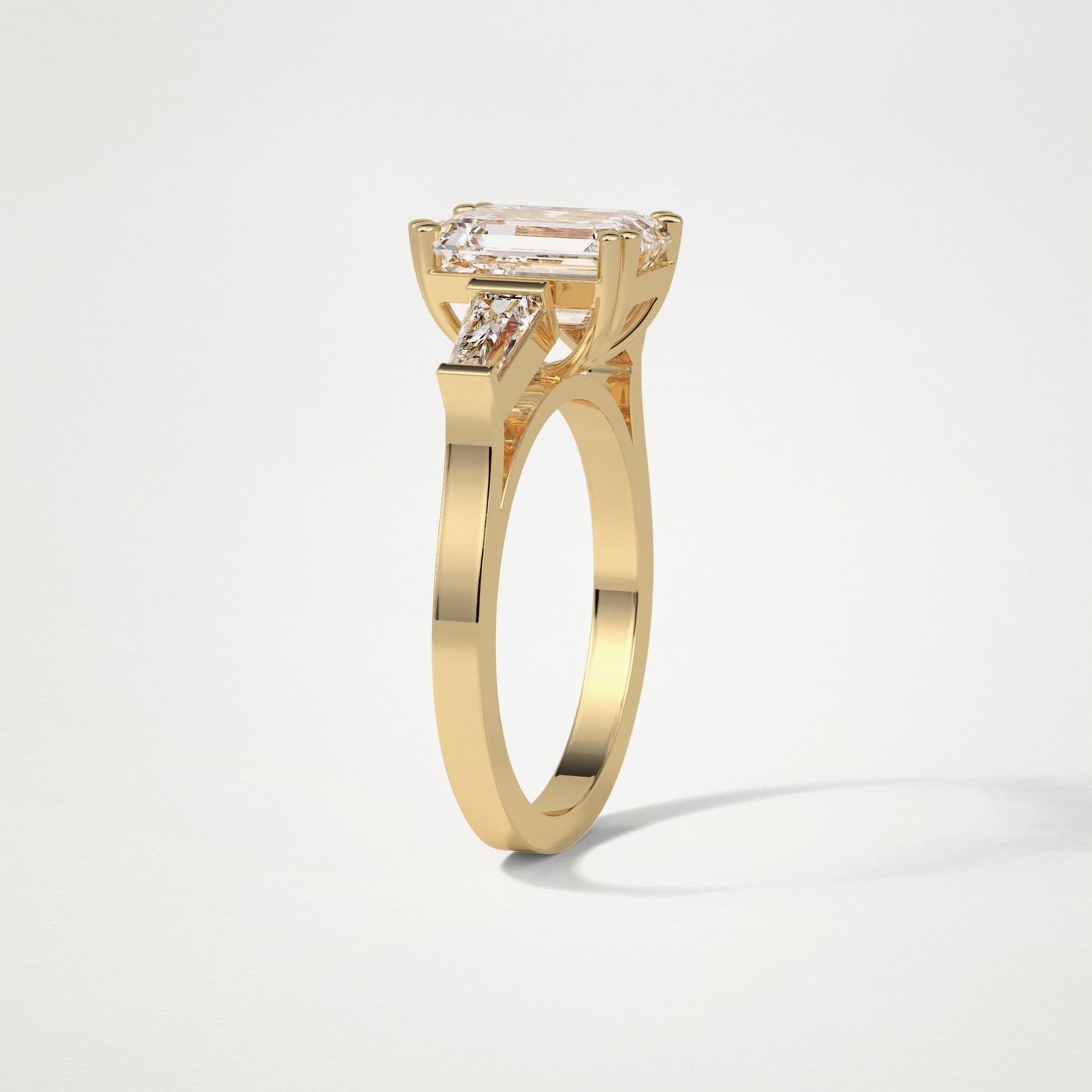 Emerald 3 Stone Moissanite Engagement Ring – 2.30 CT Lab-Created Brilliance in 10K/14K/18K Gold