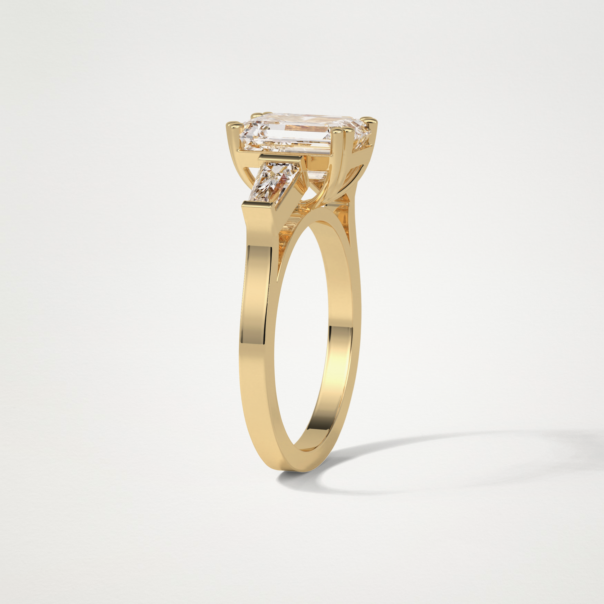 Emerald 3 Stone Moissanite Engagement Ring – 2.30 CT Lab-Created Brilliance in 10K/14K/18K Gold