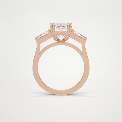Emerald 3 Stone Moissanite Engagement Ring – 2.30 CT Lab-Created Brilliance in 10K/14K/18K Gold