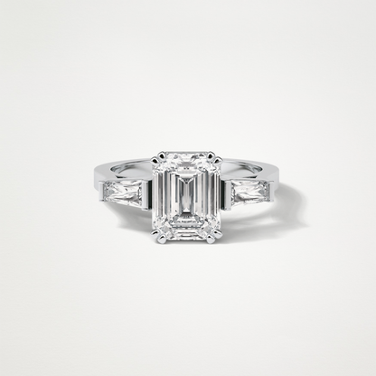 Emerald 3 Stone Moissanite Engagement Ring – 2.30 CT Lab-Created Brilliance in 10K/14K/18K Gold
