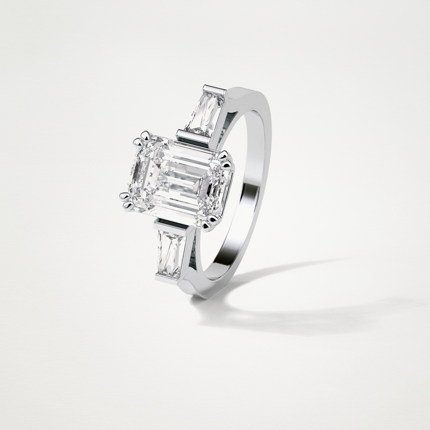 Emerald 3 Stone Moissanite Engagement Ring – 2.30 CT Lab-Created Brilliance in 10K/14K/18K Gold