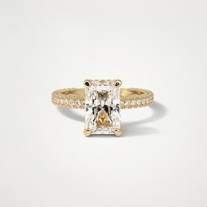 Radiant Hidden Halo & Pave Moissanite Engagement Ring – 2.6 CT Lab-Created Brilliance in 10K/14K/18K Gold