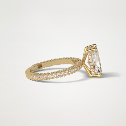 Radiant Hidden Halo & Pave Moissanite Engagement Ring – 2.6 CT Lab-Created Brilliance in 10K/14K/18K Gold