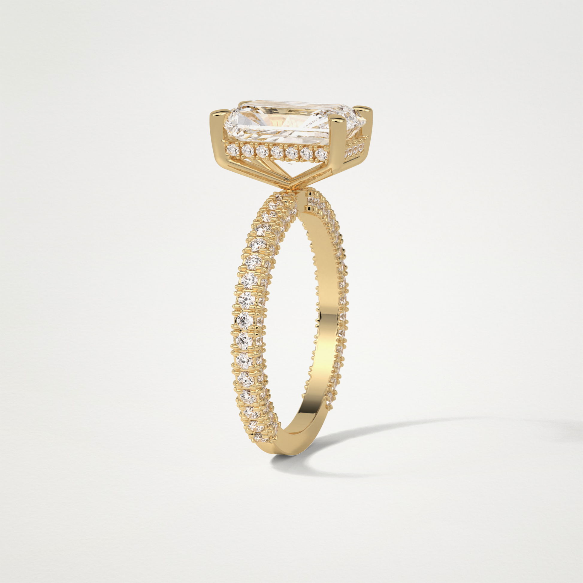 Radiant Hidden Halo & Pave Moissanite Engagement Ring – 2.6 CT Lab-Created Brilliance in 10K/14K/18K Gold