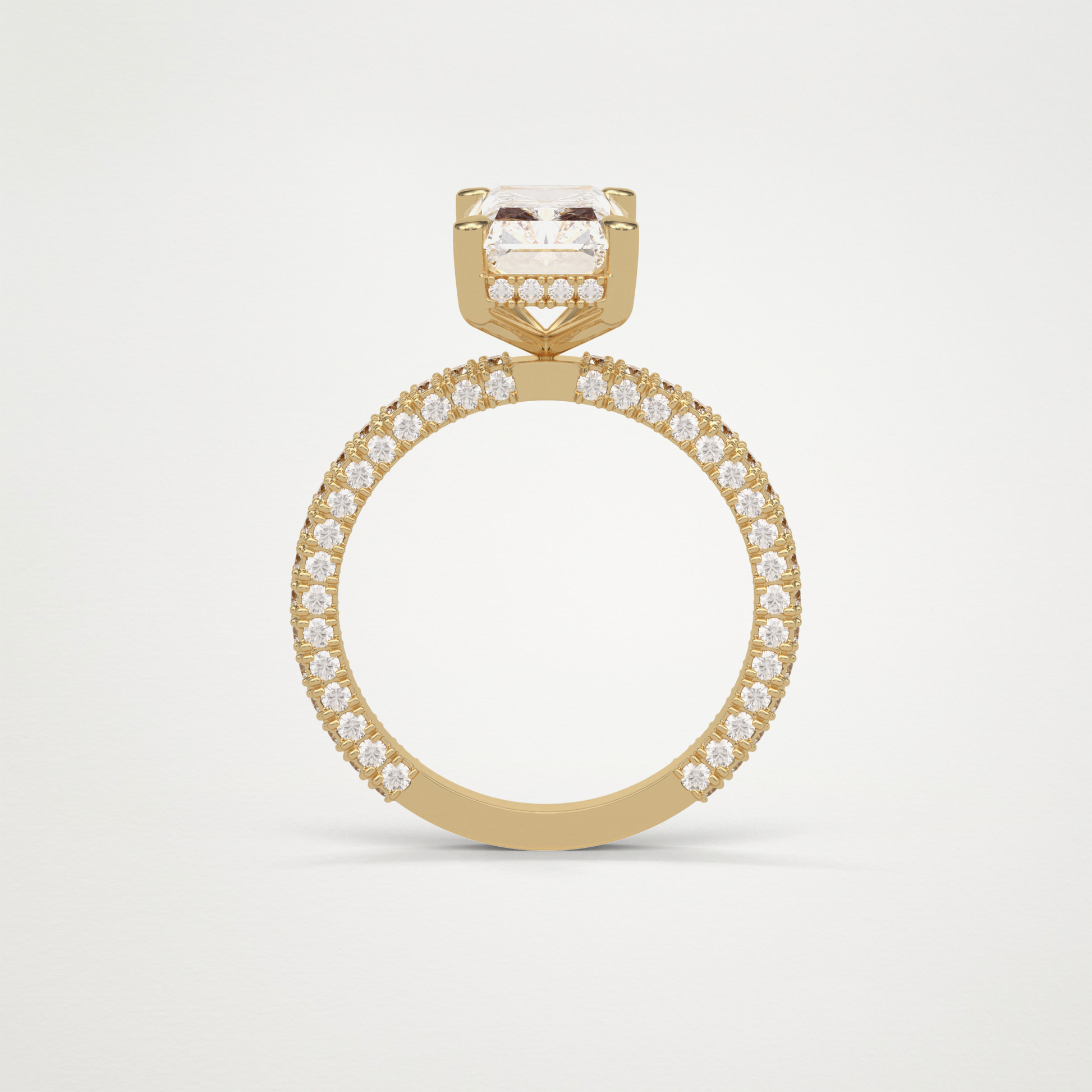 Radiant Hidden Halo & Pave Moissanite Engagement Ring – 2.6 CT Lab-Created Brilliance in 10K/14K/18K Gold