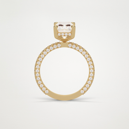 Radiant Hidden Halo & Pave Moissanite Engagement Ring – 2.6 CT Lab-Created Brilliance in 10K/14K/18K Gold