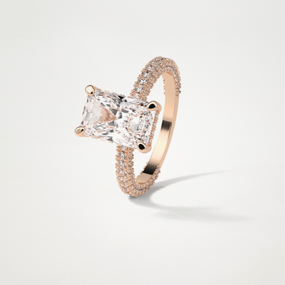 Radiant Hidden Halo & Pave Moissanite Engagement Ring – 2.6 CT Lab-Created Brilliance in 10K/14K/18K Gold