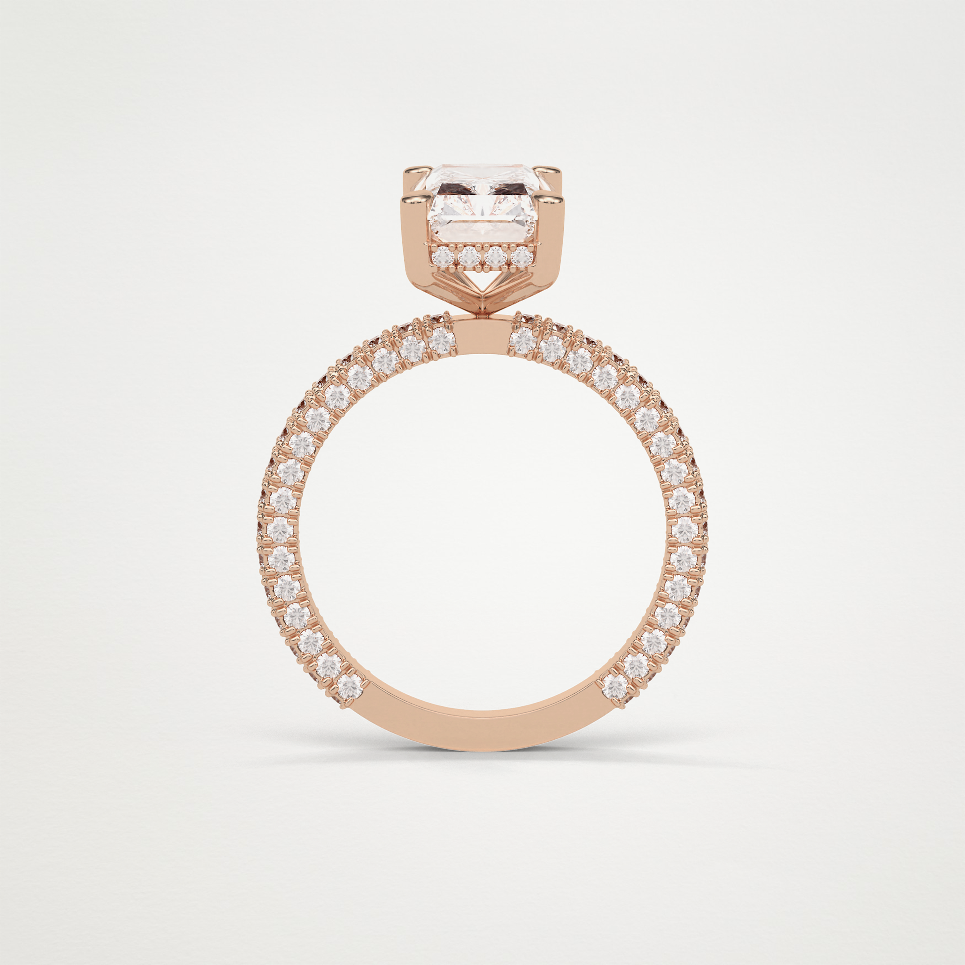 Radiant Hidden Halo & Pave Moissanite Engagement Ring – 2.6 CT Lab-Created Brilliance in 10K/14K/18K Gold