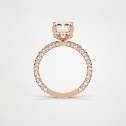 Radiant Hidden Halo & Pave Moissanite Engagement Ring – 2.6 CT Lab-Created Brilliance in 10K/14K/18K Gold