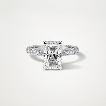 Radiant Hidden Halo & Pave Moissanite Engagement Ring – 2.6 CT Lab-Created Brilliance in 10K/14K/18K Gold