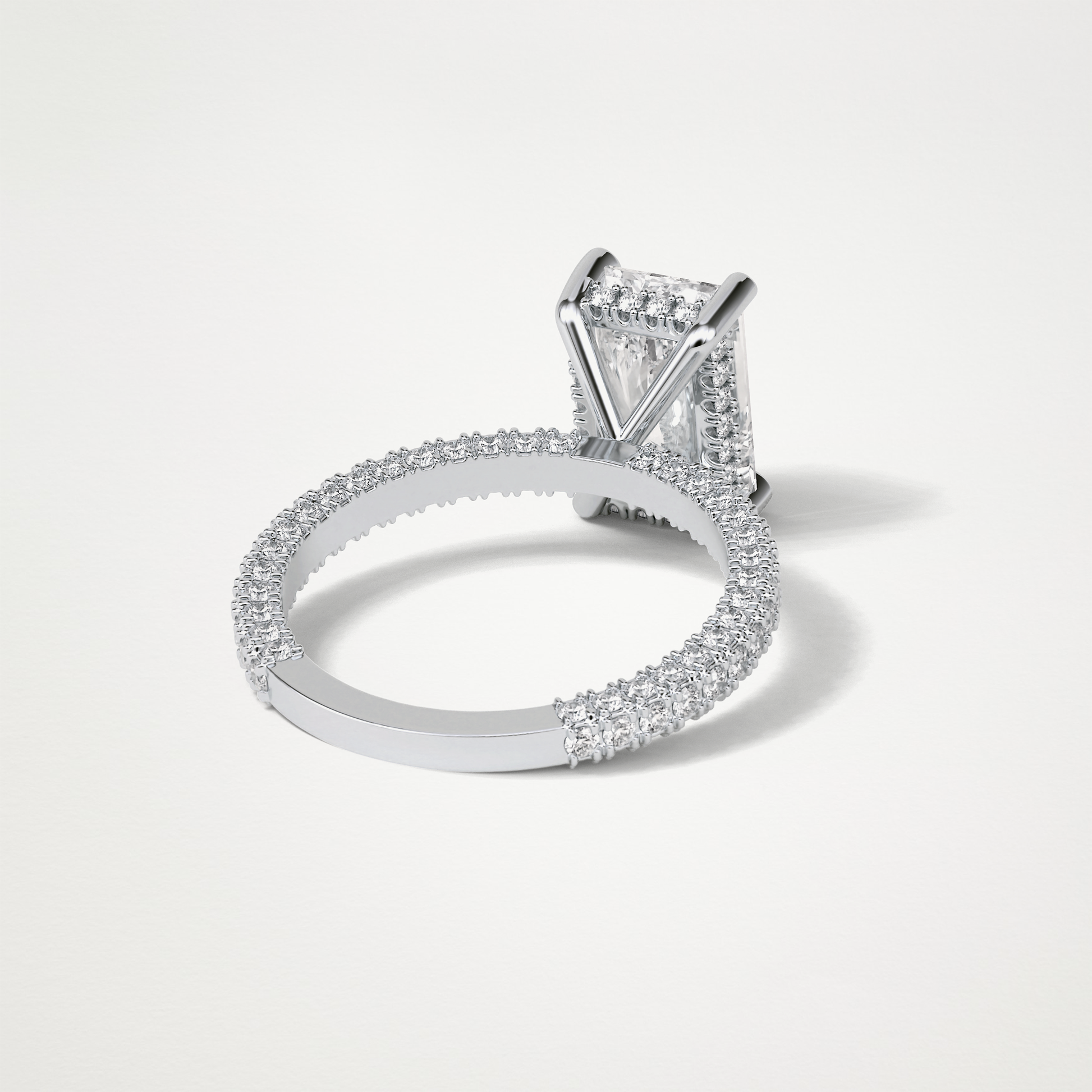 Radiant Hidden Halo & Pave Moissanite Engagement Ring – 2.6 CT Lab-Created Brilliance in 10K/14K/18K Gold