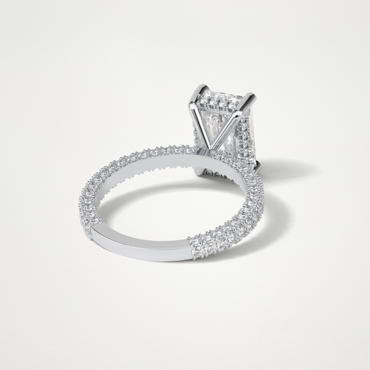 Radiant Hidden Halo & Pave Moissanite Engagement Ring – 2.6 CT Lab-Created Brilliance in 10K/14K/18K Gold