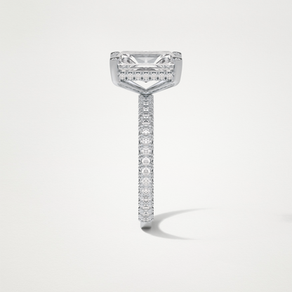 Radiant Hidden Halo & Pave Moissanite Engagement Ring – 2.6 CT Lab-Created Brilliance in 10K/14K/18K Gold