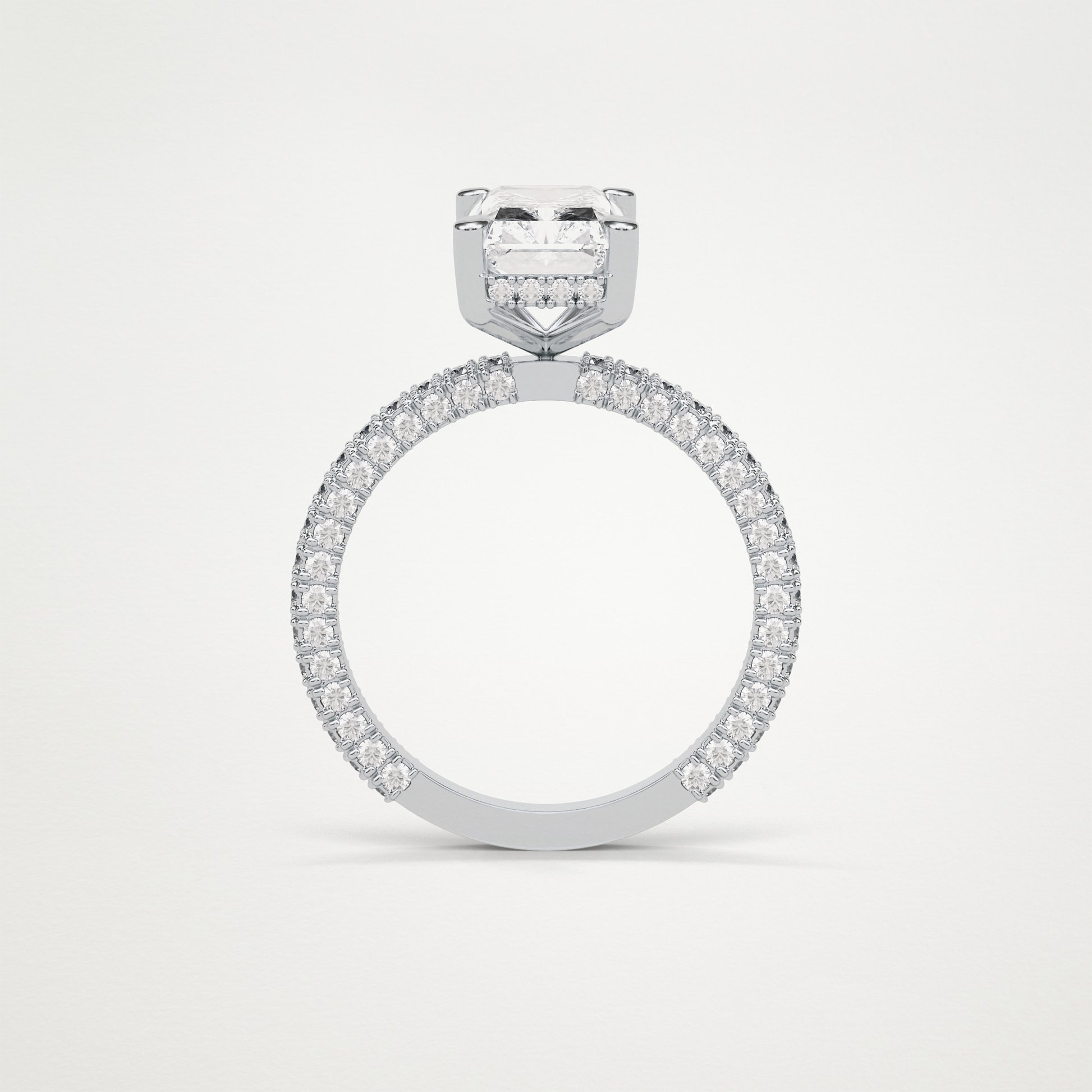 Radiant Hidden Halo & Pave Moissanite Engagement Ring – 2.6 CT Lab-Created Brilliance in 10K/14K/18K Gold