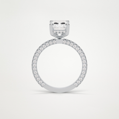 Radiant Hidden Halo & Pave Moissanite Engagement Ring – 2.6 CT Lab-Created Brilliance in 10K/14K/18K Gold