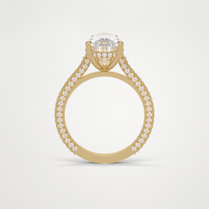 Pear Hidden Halo & Pave Moissanite Engagement Ring – 3.1 CT Lab-Created Brilliance in 10K/14K/18K Gold