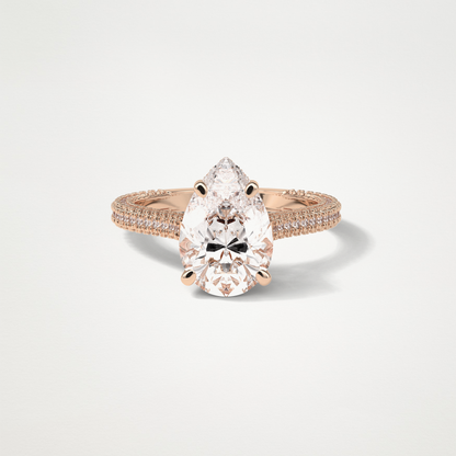 Pear Hidden Halo & Pave Moissanite Engagement Ring – 3.1 CT Lab-Created Brilliance in 10K/14K/18K Gold