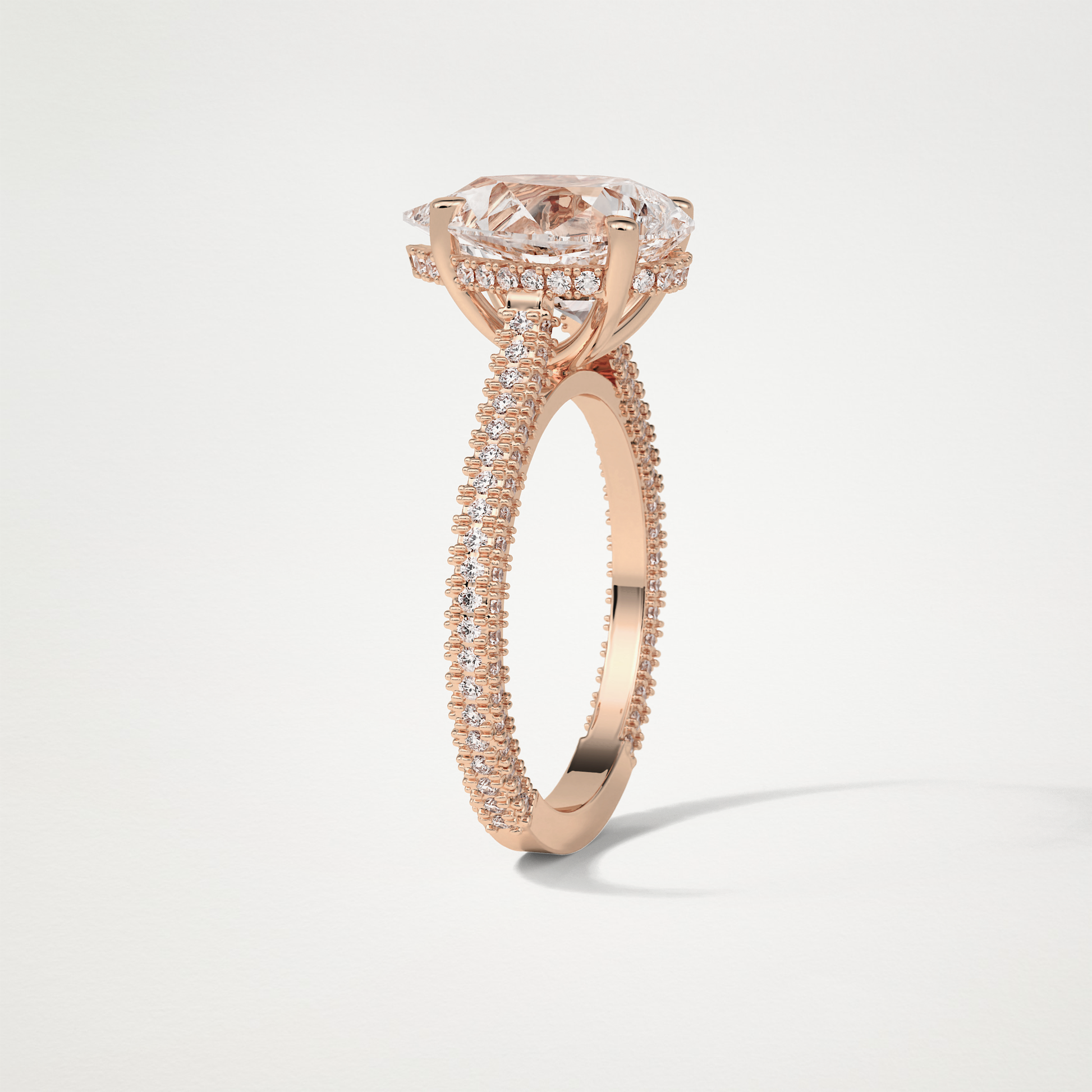 Pear Hidden Halo & Pave Moissanite Engagement Ring – 3.1 CT Lab-Created Brilliance in 10K/14K/18K Gold