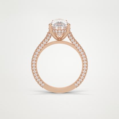 Pear Hidden Halo & Pave Moissanite Engagement Ring – 3.1 CT Lab-Created Brilliance in 10K/14K/18K Gold