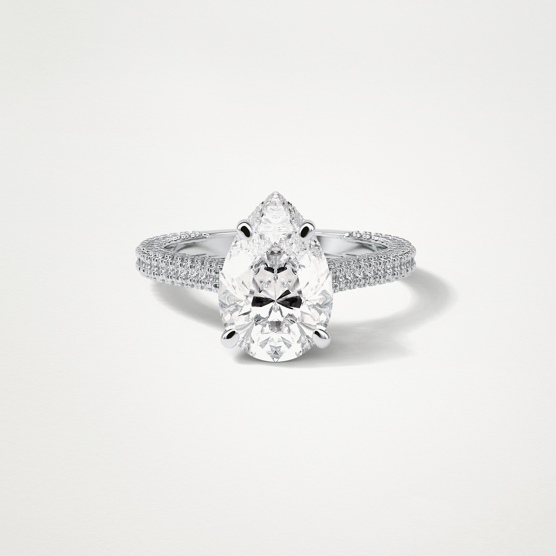 Pear Hidden Halo & Pave Moissanite Engagement Ring – 3.1 CT Lab-Created Brilliance in 10K/14K/18K Gold