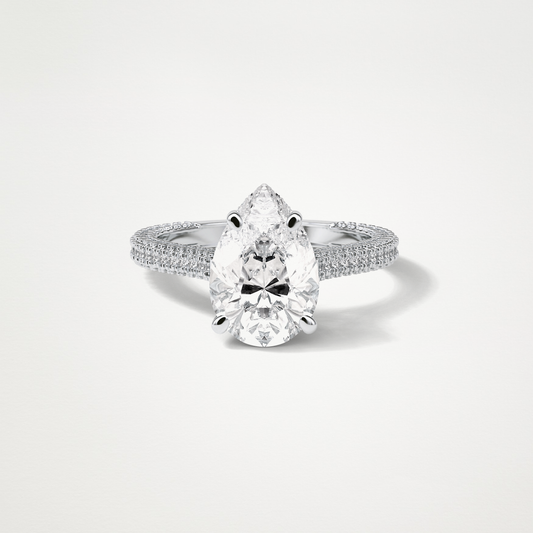 Pear Hidden Halo & Pave Moissanite Engagement Ring – 3.1 CT Lab-Created Brilliance in 10K/14K/18K Gold