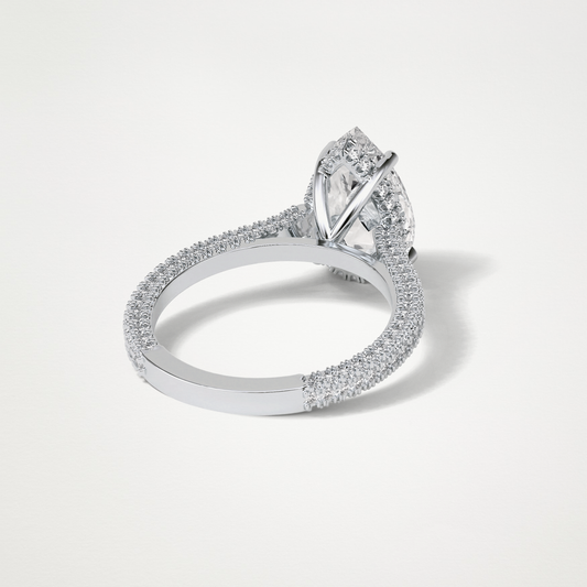 Pear Hidden Halo & Pave Moissanite Engagement Ring – 3.1 CT Lab-Created Brilliance in 10K/14K/18K Gold