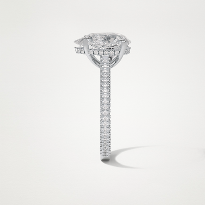 Pear Hidden Halo & Pave Moissanite Engagement Ring – 3.1 CT Lab-Created Brilliance in 10K/14K/18K Gold