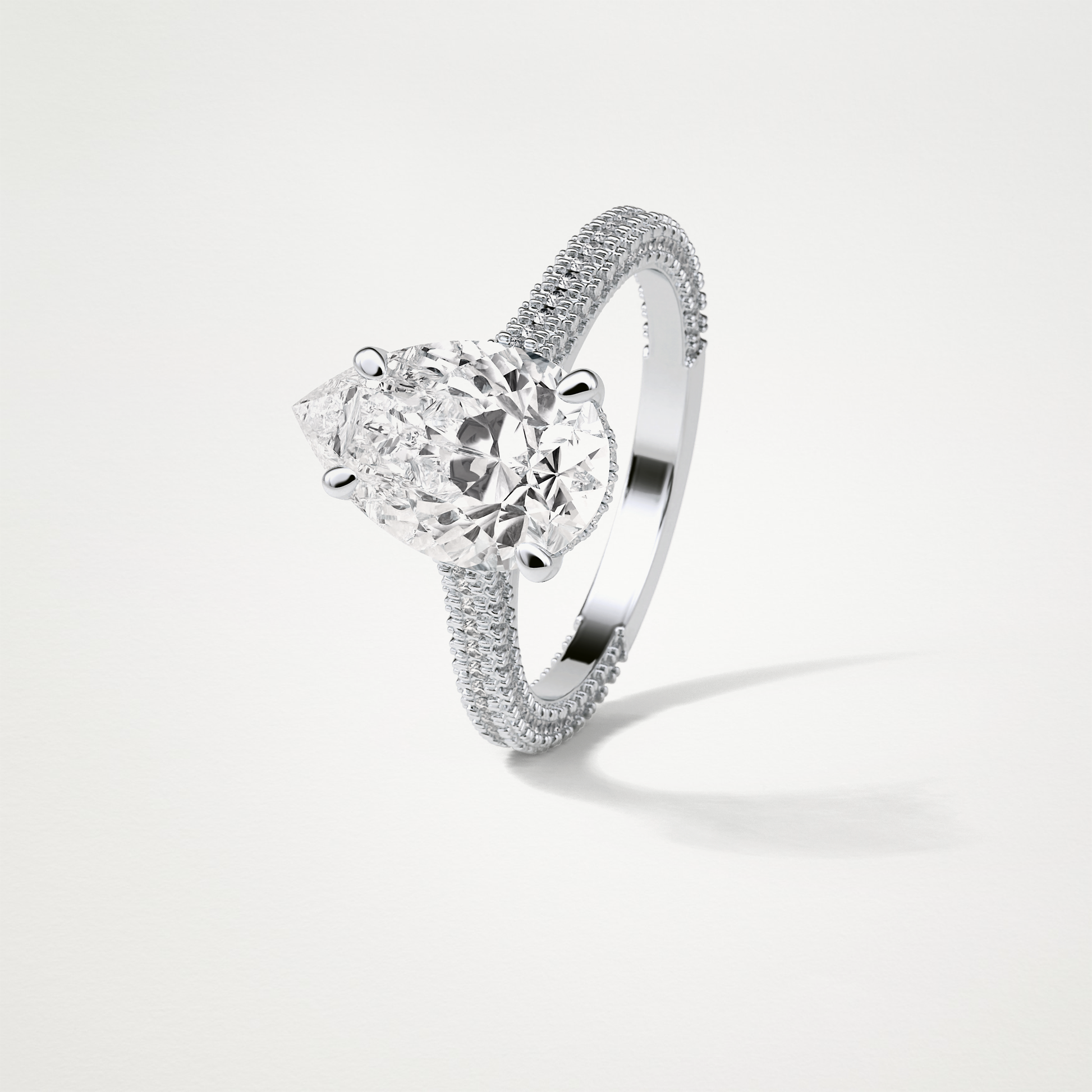 Pear Hidden Halo & Pave Moissanite Engagement Ring – 3.1 CT Lab-Created Brilliance in 10K/14K/18K Gold