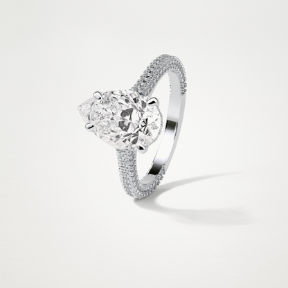 Pear Hidden Halo & Pave Moissanite Engagement Ring – 3.1 CT Lab-Created Brilliance in 10K/14K/18K Gold