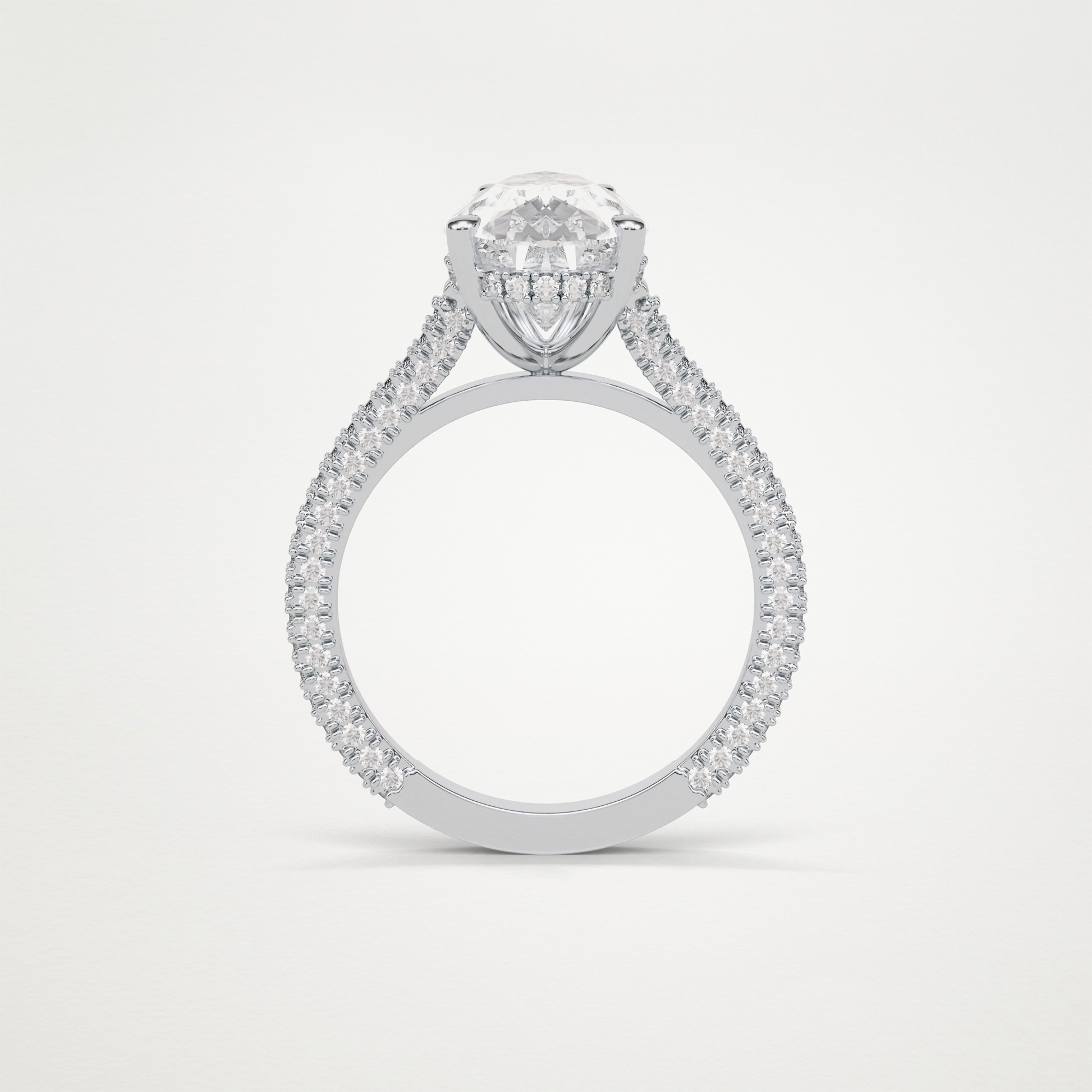 Pear Hidden Halo & Pave Moissanite Engagement Ring – 3.1 CT Lab-Created Brilliance in 10K/14K/18K Gold