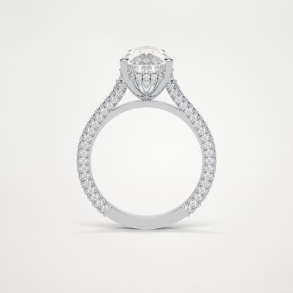 Pear Hidden Halo & Pave Moissanite Engagement Ring – 3.1 CT Lab-Created Brilliance in 10K/14K/18K Gold