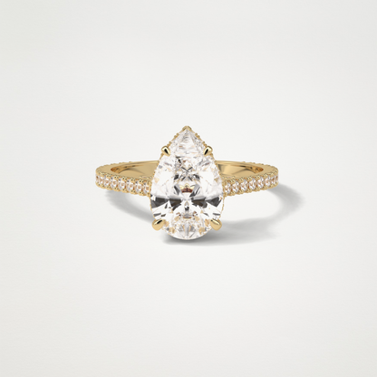 Pear Hidden Halo & Pave Moissanite Engagement Ring – 2.8 CT Lab-Created Brilliance in 10K/14K/18K Gold