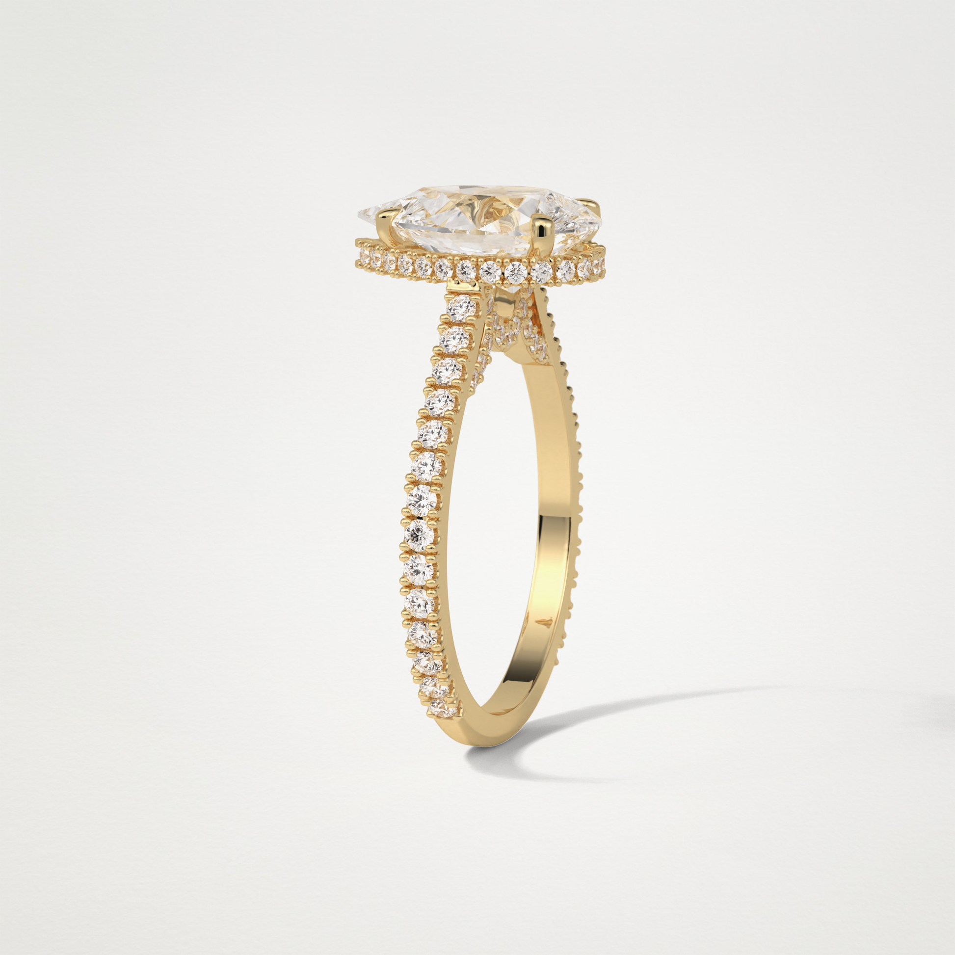 Pear Hidden Halo & Pave Moissanite Engagement Ring – 2.8 CT Lab-Created Brilliance in 10K/14K/18K Gold