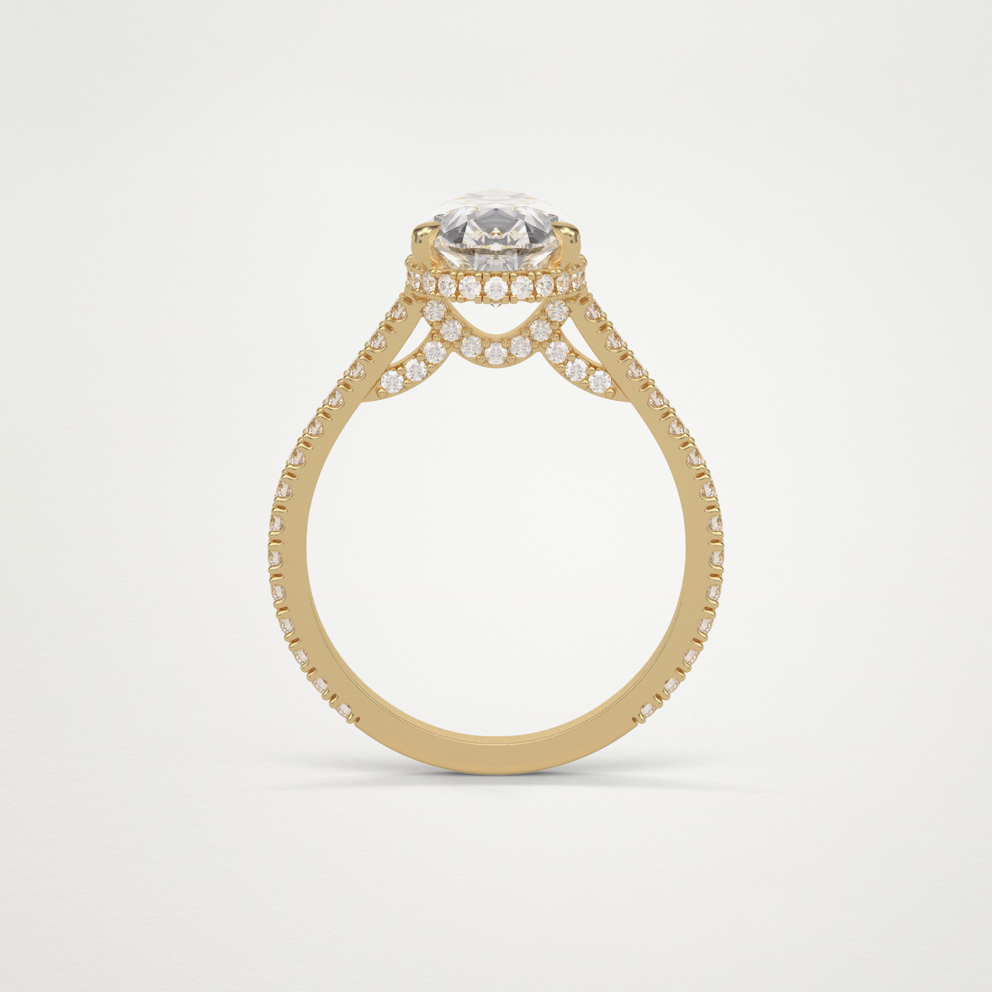 Pear Hidden Halo & Pave Moissanite Engagement Ring – 2.8 CT Lab-Created Brilliance in 10K/14K/18K Gold
