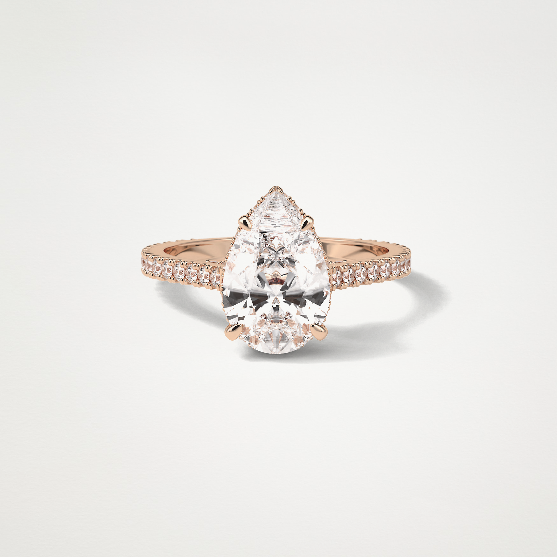 Pear Hidden Halo & Pave Moissanite Engagement Ring – 2.8 CT Lab-Created Brilliance in 10K/14K/18K Gold