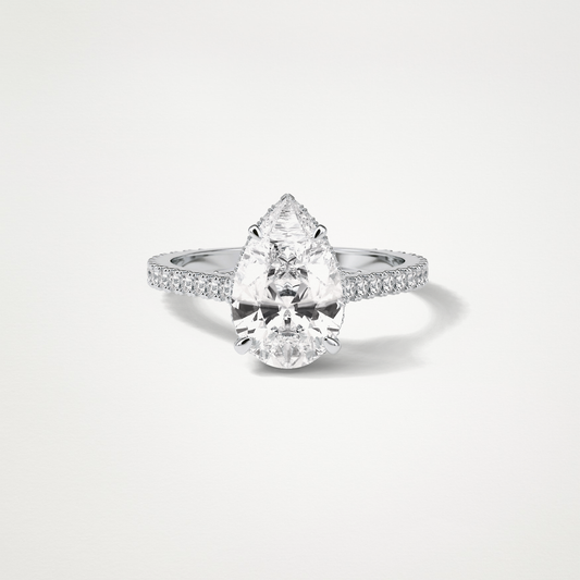 Pear Hidden Halo & Pave Moissanite Engagement Ring – 2.8 CT Lab-Created Brilliance in 10K/14K/18K Gold