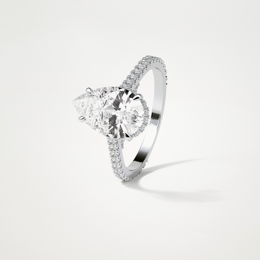 Pear Hidden Halo & Pave Moissanite Engagement Ring – 2.8 CT Lab-Created Brilliance in 10K/14K/18K Gold