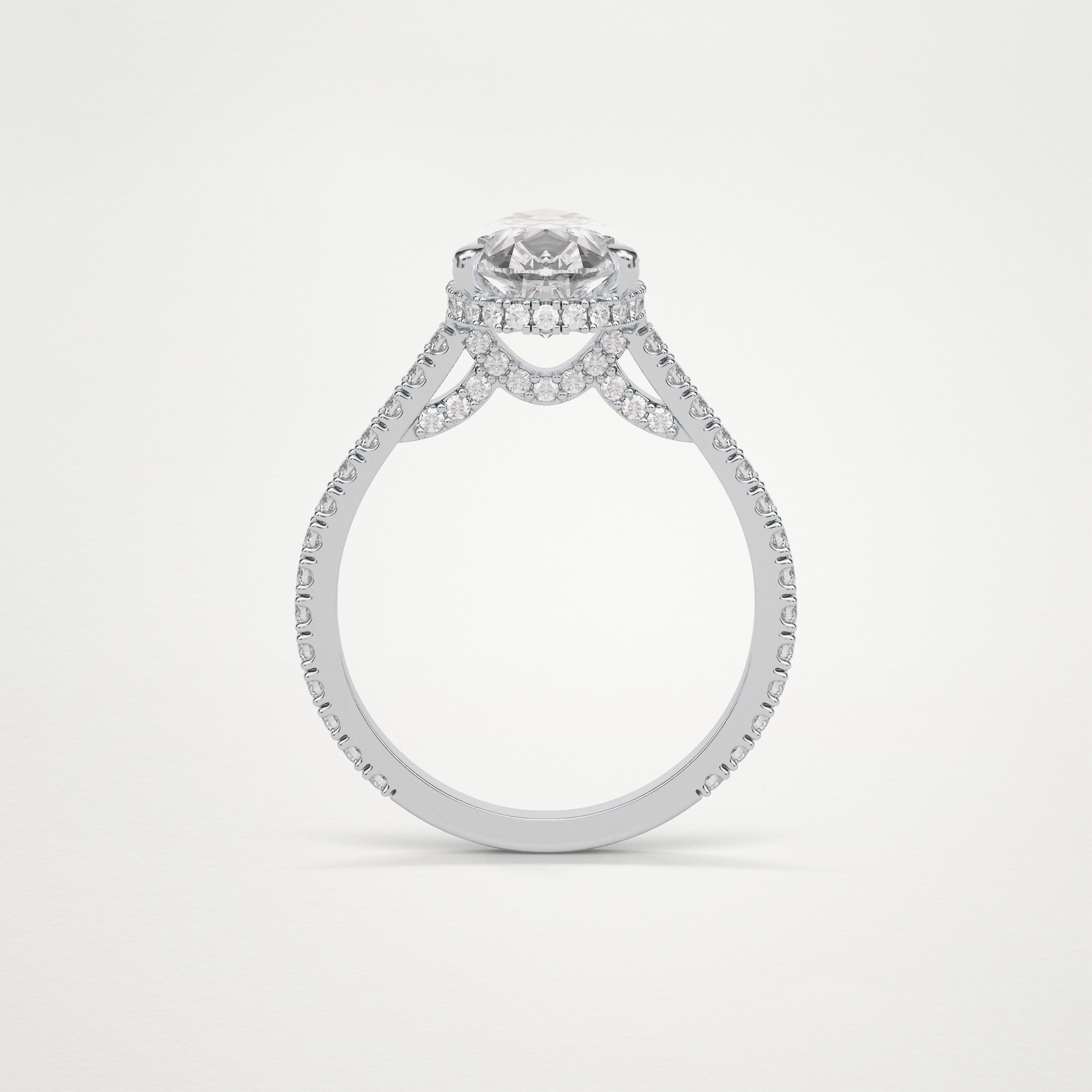Pear Hidden Halo & Pave Moissanite Engagement Ring – 2.8 CT Lab-Created Brilliance in 10K/14K/18K Gold