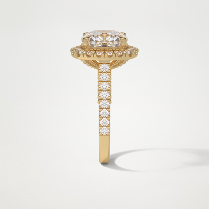 Cushion Halo & Pave Moissanite Engagement Ring – 4 CT Lab-Created Brilliance in 10K/14K/18K Gold )