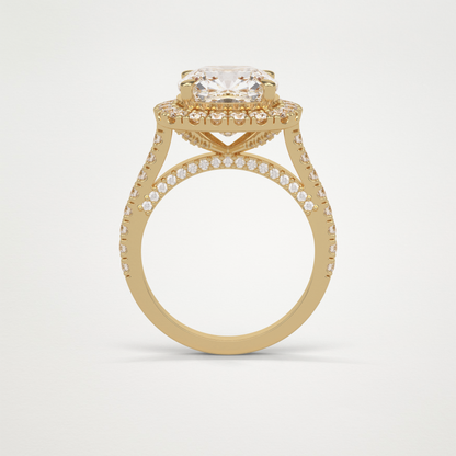 Cushion Halo & Pave Moissanite Engagement Ring – 4 CT Lab-Created Brilliance in 10K/14K/18K Gold )