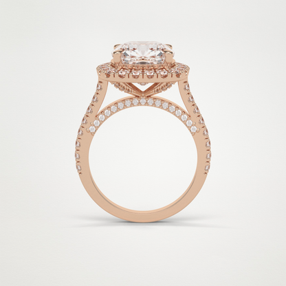 Cushion Halo & Pave Moissanite Engagement Ring – 4 CT Lab-Created Brilliance in 10K/14K/18K Gold )