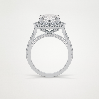 Cushion Halo & Pave Moissanite Engagement Ring – 4 CT Lab-Created Brilliance in 10K/14K/18K Gold )