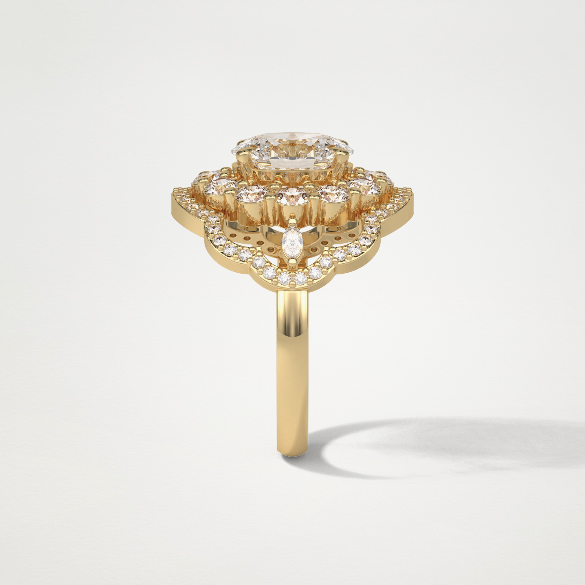 Oval Halo & Cluster Moissanite Engagement Ring – 1.91 CT Lab-Created Brilliance in 10K/14K/18K Gold