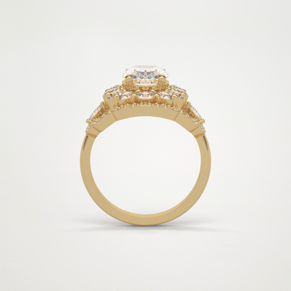 Oval Halo & Cluster Moissanite Engagement Ring – 1.91 CT Lab-Created Brilliance in 10K/14K/18K Gold
