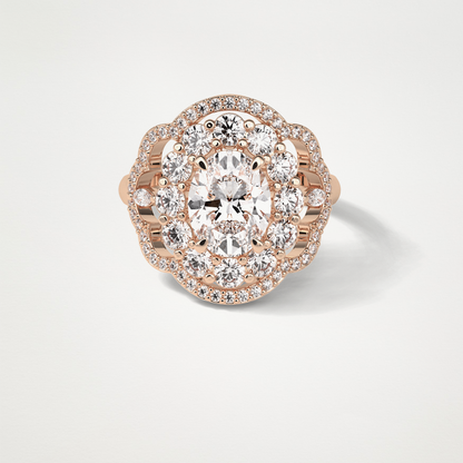 Oval Halo & Cluster Moissanite Engagement Ring – 1.91 CT Lab-Created Brilliance in 10K/14K/18K Gold