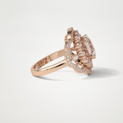Oval Halo & Cluster Moissanite Engagement Ring – 1.91 CT Lab-Created Brilliance in 10K/14K/18K Gold